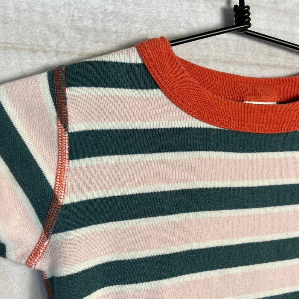 Hanna Andersson Kids 8 Striped Pajamas Pink Green Orange Organic‎ Cotton